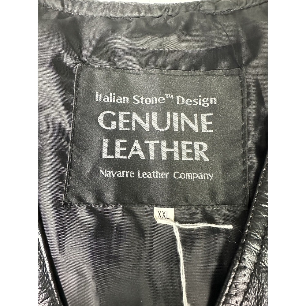 Italian Stone Design Genuine Bl Leather Vest NWT Navarre  Men XXL Chest 48" - Picture 4 of 6